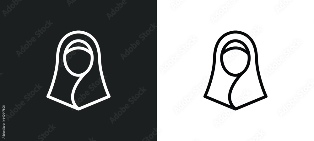 woman with hijab icon isolated in white and black colors. woman with hijab outline vector icon from other collection for web, mobile apps and ui. woman with hijab icon isolated in white and black colors. woman with hijab outline vector icon from other collection for web, mobile apps and ui.