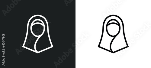 woman with hijab icon isolated in white and black colors. woman with hijab outline vector icon from other collection for web, mobile apps and ui.