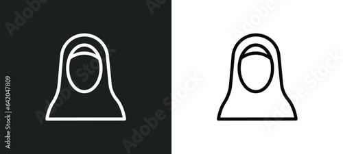 muslim woman with hijab icon isolated in white and black colors. muslim woman with hijab outline vector icon from other collection for web, mobile apps and ui.