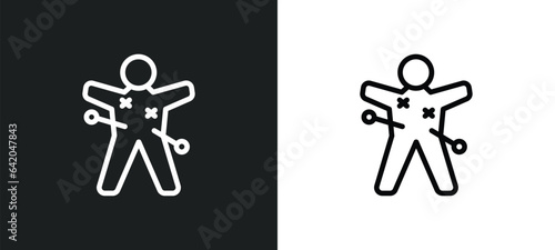 voodoo puppet icon isolated in white and black colors. voodoo puppet outline vector icon from other collection for web, mobile apps and ui.