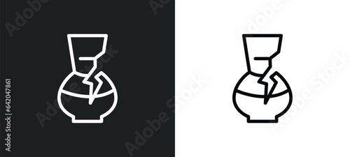 broken vase icon isolated in white and black colors. broken vase outline vector icon from other collection for web, mobile apps and ui.