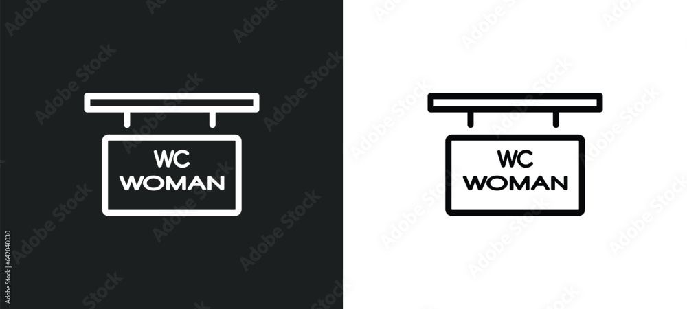 women's bathroom icon isolated in white and black colors. women's bathroom outline vector icon from other collection for web, mobile apps and ui. women's bathroom icon isolated in white and black colors. women's bathroom outline vector icon from other collection for web, mobile apps and ui.