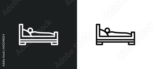 sleeping bed icon isolated in white and black colors. sleeping bed outline vector icon from other collection for web, mobile apps and ui.