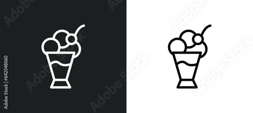 big ice cream bowl icon isolated in white and black colors. big ice cream bowl outline vector icon from party collection for web, mobile apps and ui.