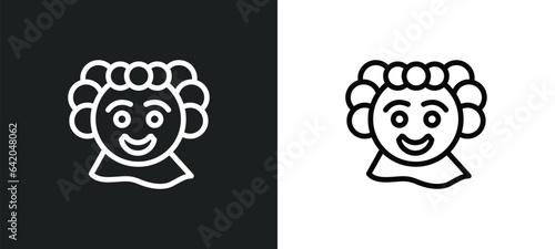 clown head icon isolated in white and black colors. clown head outline vector icon from party collection for web, mobile apps and ui.
