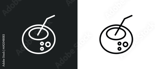 bowl with straw icon isolated in white and black colors. bowl with straw outline vector icon from party collection for web, mobile apps and ui.
