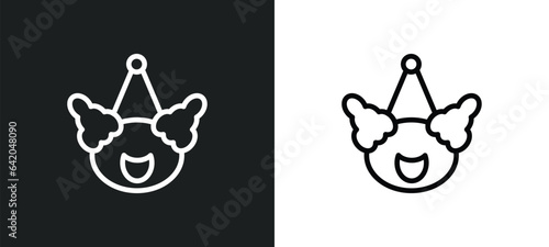 clown head with hat icon isolated in white and black colors. clown head with hat outline vector icon from party collection for web, mobile apps and ui.