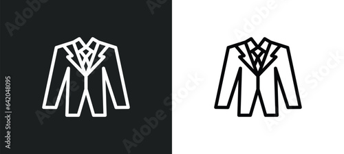 suit and tie icon isolated in white and black colors. suit and tie outline vector icon from party collection for web, mobile apps ui.
