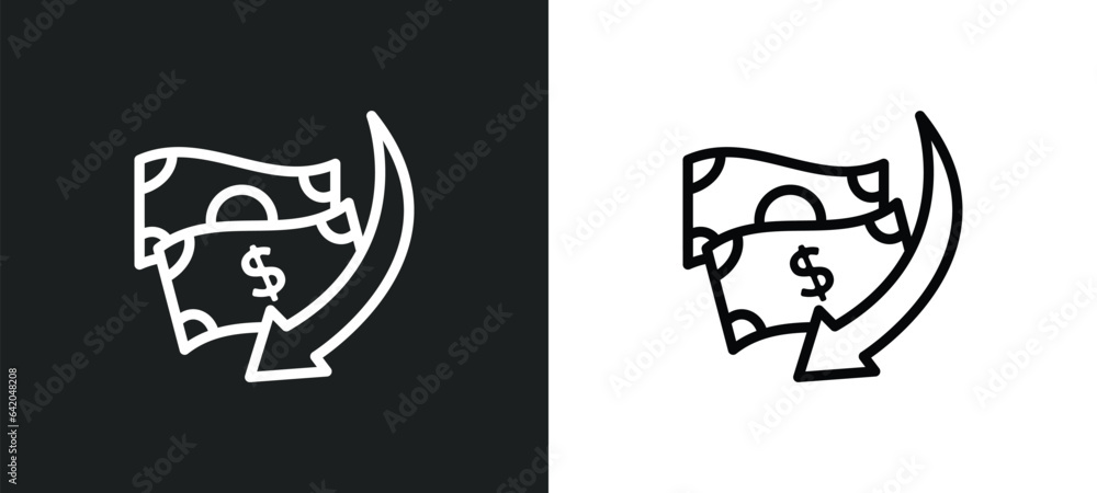 money transfer icon isolated in white and black colors. money transfer outline vector icon from payment collection for web, mobile apps and ui.