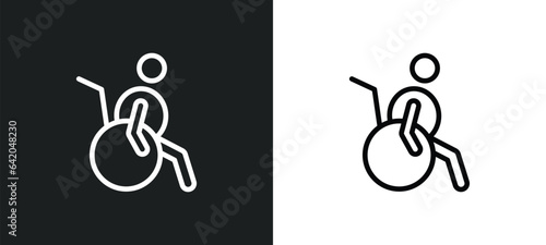 wheelchair side view icon isolated in white and black colors. wheelchair side view outline vector icon from people collection for web, mobile apps and ui.