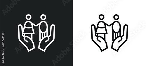 social care icon isolated in white and black colors. social care outline vector icon from people collection for web, mobile apps and ui.