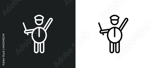 policeman figure icon isolated in white and black colors. policeman figure outline vector icon from people collection for web, mobile apps and ui.