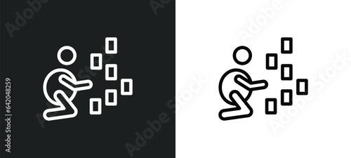 rummy icon isolated in white and black colors. rummy outline vector icon from people collection for web, mobile apps and ui.