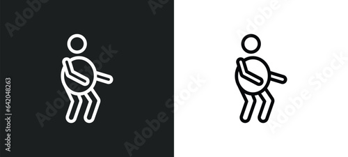 stick man icon isolated in white and black colors. stick man outline vector icon from people collection for web, mobile apps and ui.