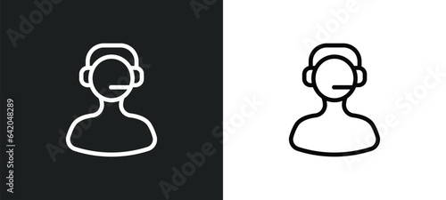 phone service icon isolated in white and black colors. phone service outline vector icon from people collection for web, mobile apps and ui.