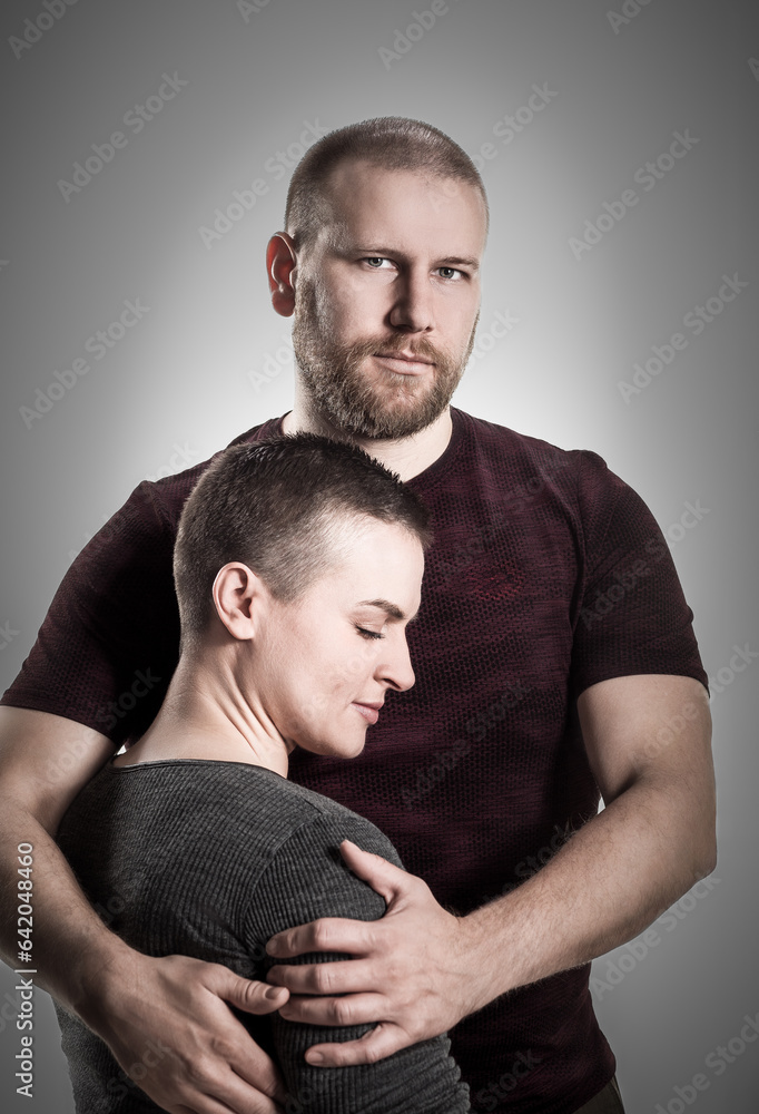 Portrait of attractive cute cheerful couple cuddling, Portrait of attractive cute cheerful couple cuddling,