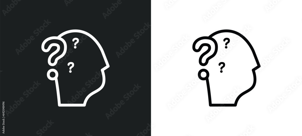 doubt icon isolated in white and black colors. doubt outline vector icon from people skills collection for web, mobile apps and ui. doubt icon isolated in white and black colors. doubt outline vector icon from people skills collection for web, mobile apps and ui.
