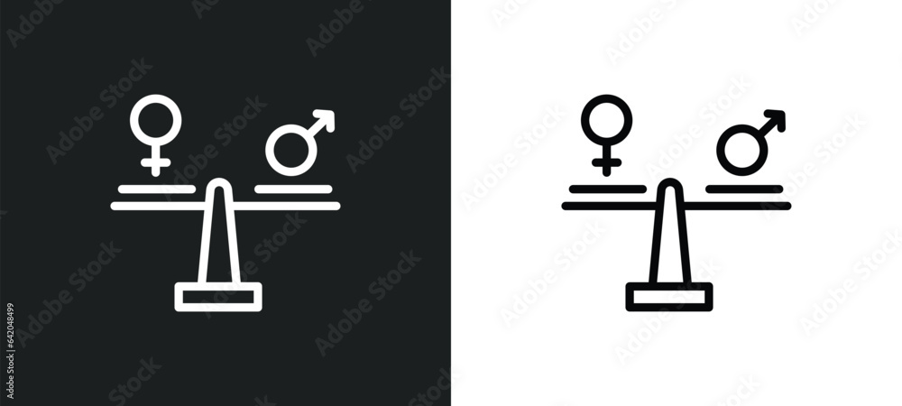 equality icon isolated in white and black colors. equality outline vector icon from people skills collection for web, mobile apps and ui.