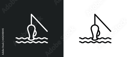 fisher icon isolated in white and black colors. fisher outline vector icon from people skills collection for web, mobile apps and ui.