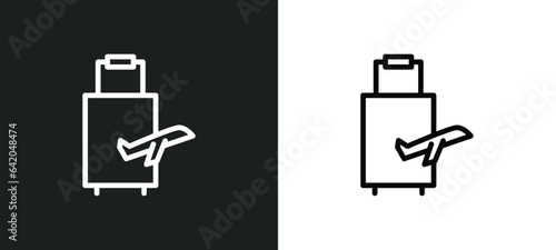 traveler icon isolated in white and black colors. traveler outline vector icon from people skills collection for web, mobile apps and ui.