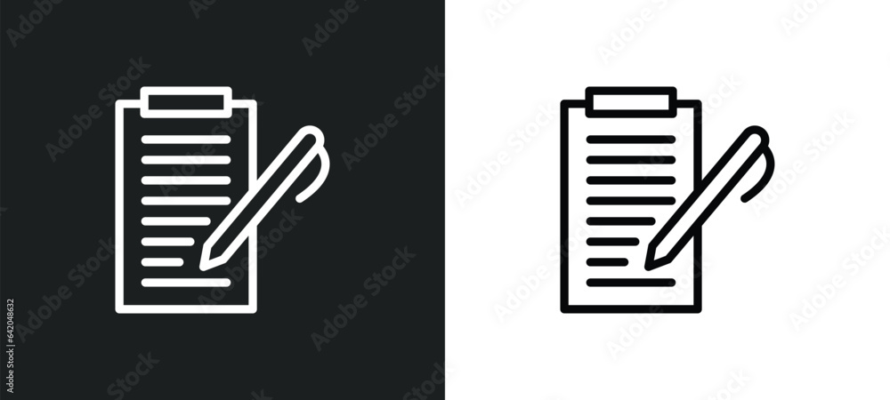 checklist with a pencil icon isolated in white and black colors. checklist with a pencil outline vector icon from political collection for web, mobile apps and ui. - obrazy, fototapety, plakaty 