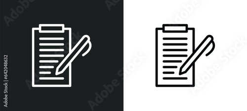 checklist with a pencil icon isolated in white and black colors. checklist with a pencil outline vector icon from political collection for web, mobile apps and ui.
