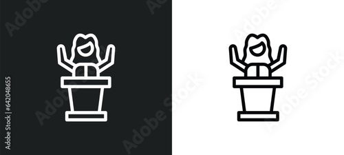 political candidate speech icon isolated in white and black colors. political candidate speech outline vector icon from political collection for web, mobile apps and ui.