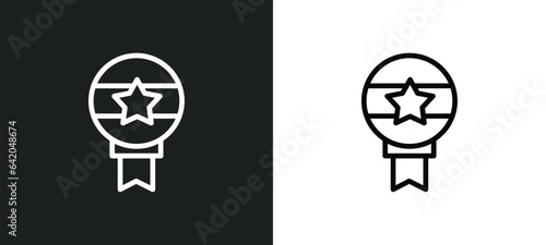 vote badge for political elections icon isolated in white and black colors. vote badge for political elections outline vector icon from political collection for web, mobile apps and ui.