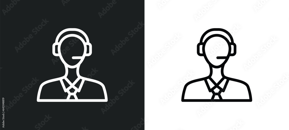callcenter icon isolated in white and black colors. callcenter outline vector icon from professions collection for web, mobile apps and ui. callcenter icon isolated in white and black colors. callcenter outline vector icon from professions collection for web, mobile apps and ui.