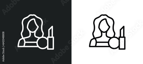 makeup artist icon isolated in white and black colors. makeup artist outline vector icon from professions & jobs collection for web, mobile apps and ui.