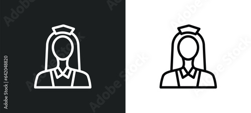air hostess icon isolated in white and black colors. air hostess outline vector icon from professions collection for web, mobile apps and ui.