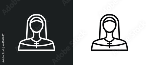 nun icon isolated in white and black colors. nun outline vector icon from professions & jobs collection for web, mobile apps and ui.