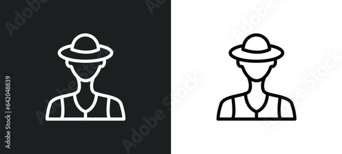 fisherman icon isolated in white and black colors. fisherman outline vector icon from professions collection for web, mobile apps and ui.