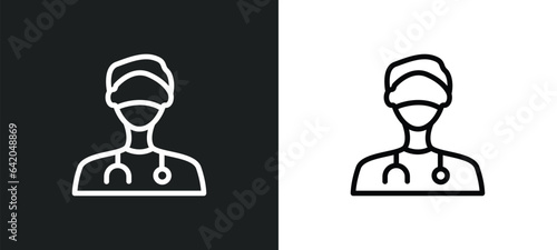 podiatrist icon isolated in white and black colors. podiatrist outline vector icon from professions collection for web, mobile apps and ui.