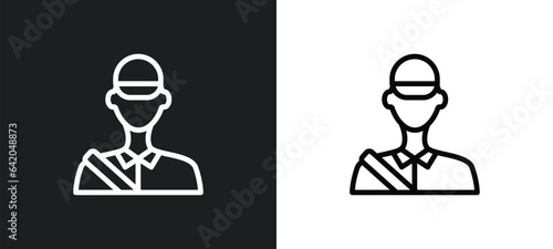 postman icon isolated in white and black colors. postman outline vector icon from professions collection for web, mobile apps and ui.