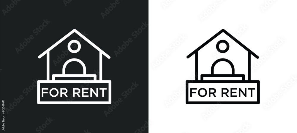 rent icon isolated in white and black colors. rent outline vector icon from real estate collection for web, mobile apps and ui. rent icon isolated in white and black colors. rent outline vector icon from real estate collection for web, mobile apps and ui.