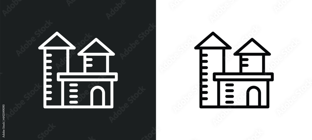 house front view icon isolated in white and black colors. house front view outline vector icon from real estate collection for web, mobile apps and ui. house front view icon isolated in white and black colors. house front view outline vector icon from real estate collection for web, mobile apps and ui.