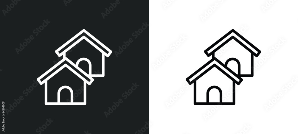 houses icon isolated in white and black colors. houses outline vector icon from real estate collection for web, mobile apps and ui. houses icon isolated in white and black colors. houses outline vector icon from real estate collection for web, mobile apps and ui.