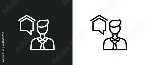 agent icon isolated in white and black colors. agent outline vector icon from real estate collection for web, mobile apps and ui.