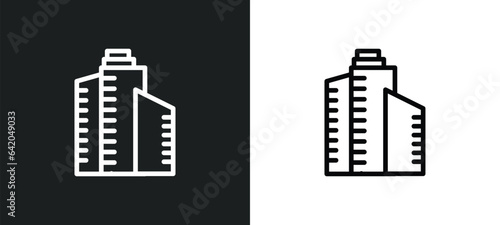 skyscraper icon isolated in white and black colors. skyscraper outline vector icon from real estate collection for web, mobile apps and ui.