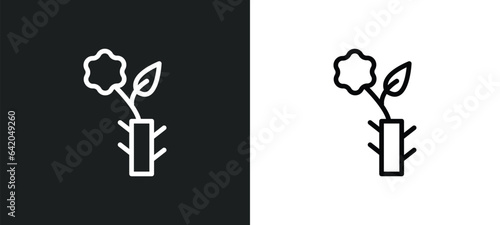 budding staff icon isolated in white and black colors. budding staff outline vector icon from religion collection for web, mobile apps and ui.