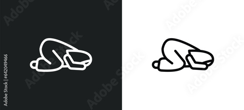 salah icon isolated in white and black colors. salah outline vector icon from religion collection for web, mobile apps and ui.