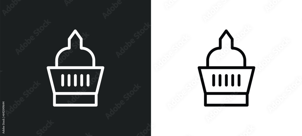 Fototapeta premium wat saket icon isolated in white and black colors. wat saket outline vector icon from religion collection for web, mobile apps and ui.