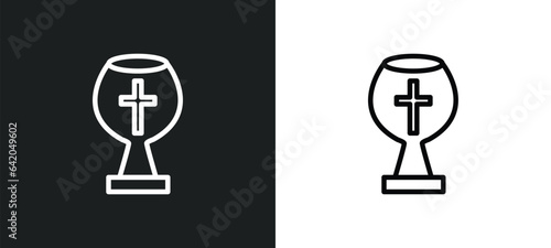 holy chalice icon isolated in white and black colors. holy chalice outline vector icon from religion collection for web, mobile apps and ui.