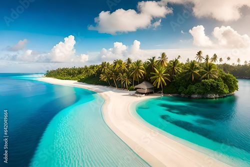Beautiful maldives with ocean waves and 4k ultra hd landscape. © shane