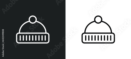 beanie icon isolated in white and black colors. beanie outline vector icon from season collection for web, mobile apps and ui.