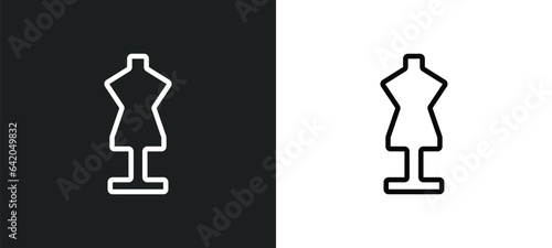 mannequin icon isolated in white and black colors. mannequin outline vector icon from sew collection for web, mobile apps and ui.