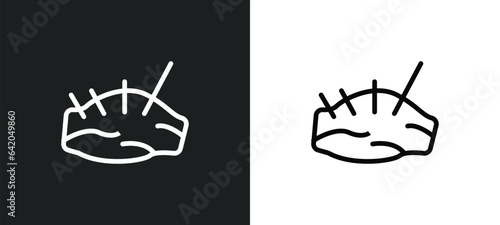 pincushion icon isolated in white and black colors. pincushion outline vector icon from sew collection for web, mobile apps and ui.