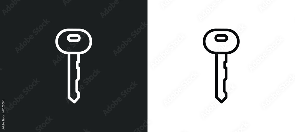 door key icon isolated in white and black colors. door key outline vector icon from smart home collection for web, mobile apps and ui. door key icon isolated in white and black colors. door key outline vector icon from smart home collection for web, mobile apps and ui.