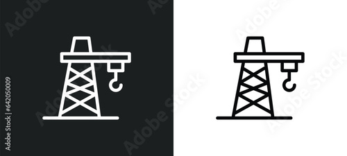hoisting crane icon isolated in white and black colors. hoisting crane outline vector icon from signaling collection for web, mobile apps and ui.